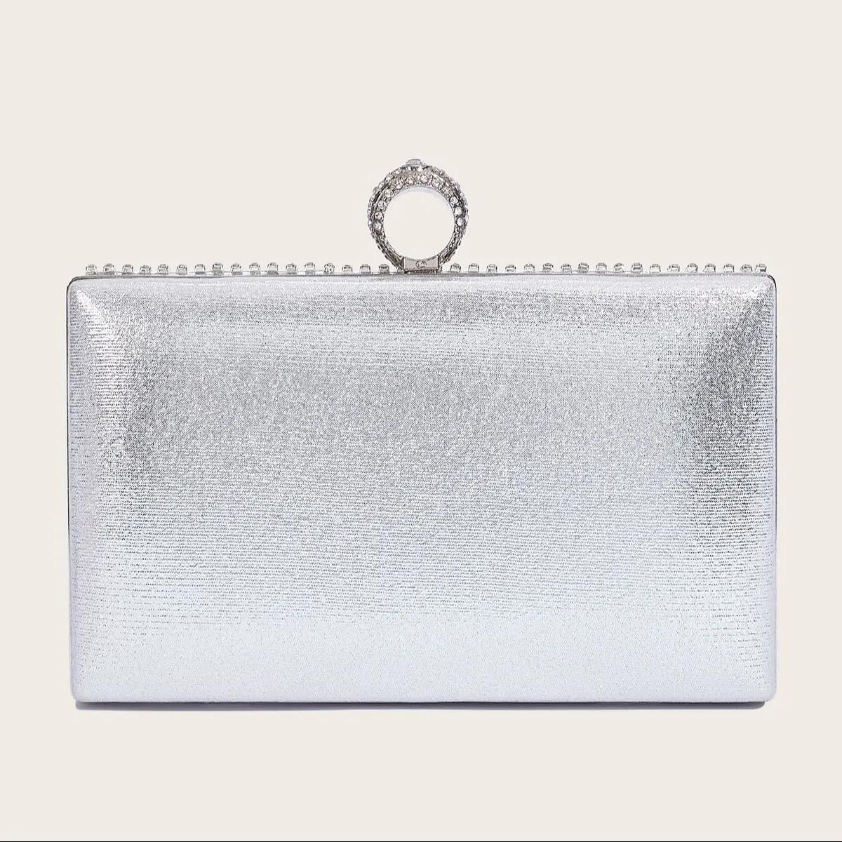 Luxury Women\'s Evening Bag Silver Clutch Bag with Rhinestone Tassel Wedding Party Handbag Square Purse Elegant Shoulder Bag