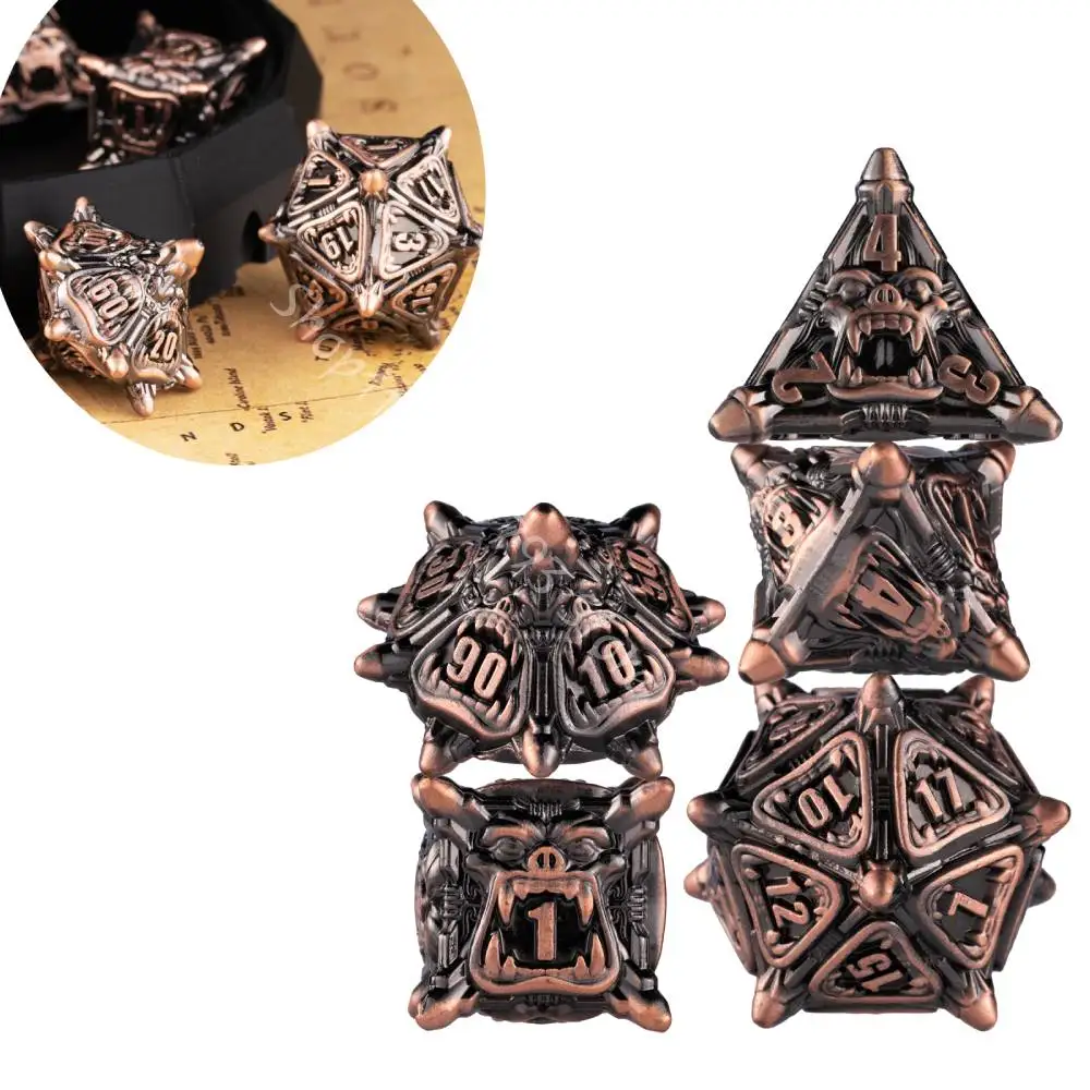 

Tiger Dice Set DND Dice Metal Sharp Edge Dice for Role Playing games Dices For Dungeon and Dragon D&D Polyhedral Dice D20 D12 D8