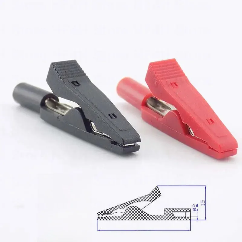 Klips do testowania baterii Izolowany klips krokodylkowy Adapter bananowy żeński 2mm Przewody do multimetru Sondy do multimetru Sonda krokodylkowa B4 — zdjęcie 2