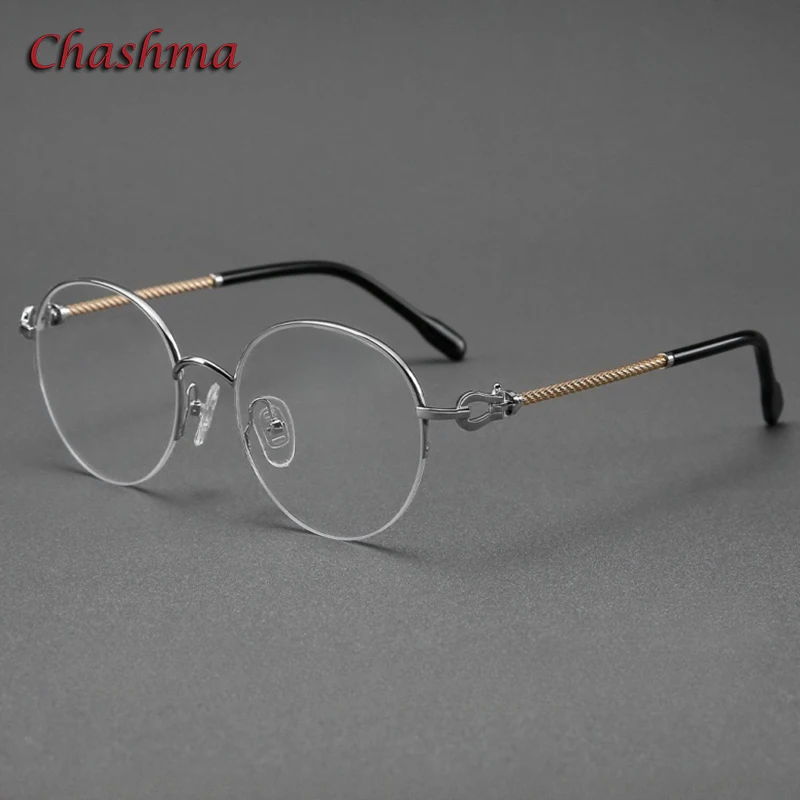 Chashma Prescription Glasses Men Round Fashion Eyeglasses Frames Women Pure Titanium for Myopia Recipe Eyewear Lenses Spectacles