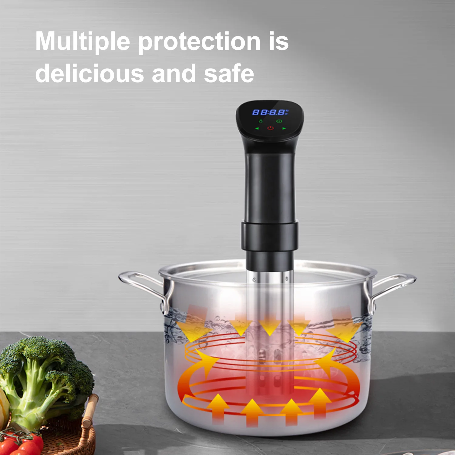 ماكينة طهي ذكية بدقة عالية لدرجات الحرارة ، جهاز دوران غمر ، جهاز طباخ Sous Vide ، شاشة رقمية تعمل باللمس بشاشة LCD ،