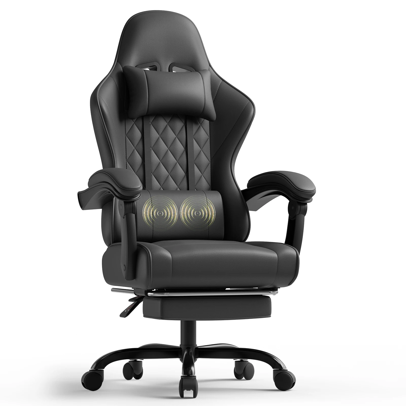 Devoko in hoogte verstelbare massage-gamingstoel Ergonomisch ontwerp met lendensteun Hoofdsteun Draaibare stoel