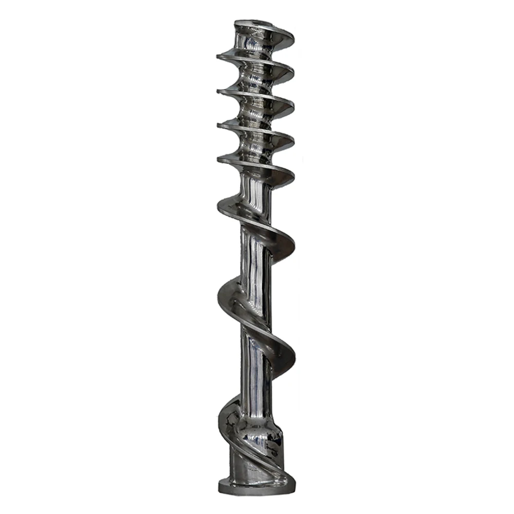 OEM-customized stainless steel extruder screws for food processing, offering CNC machining services and food machinery component
