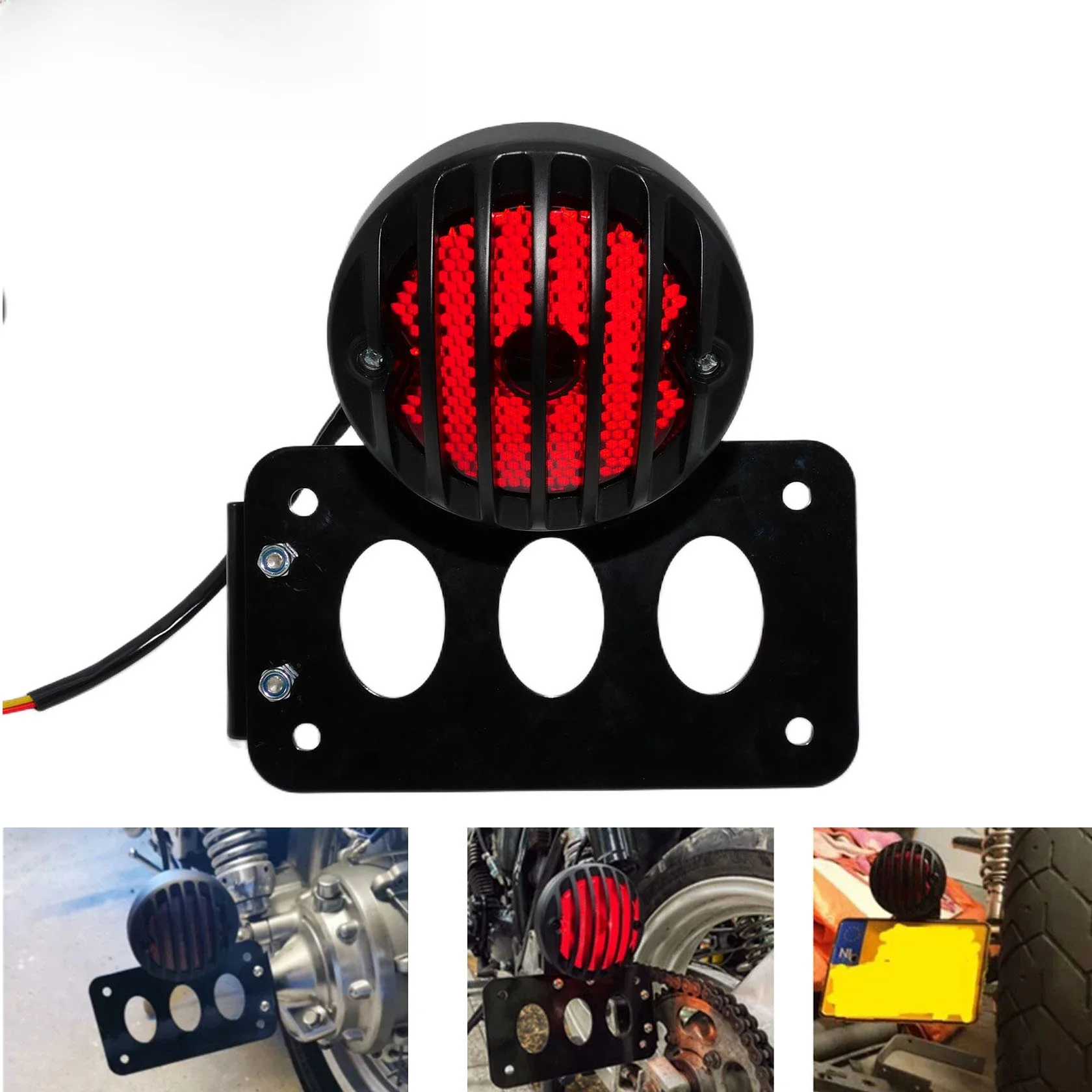 Motocyklowe światło tylne do montażu bocznego Tylne światło stopu z uchwytem na tablicę rejestracyjną do Harley Chopper Bobber Sportster do Yamaha — 2