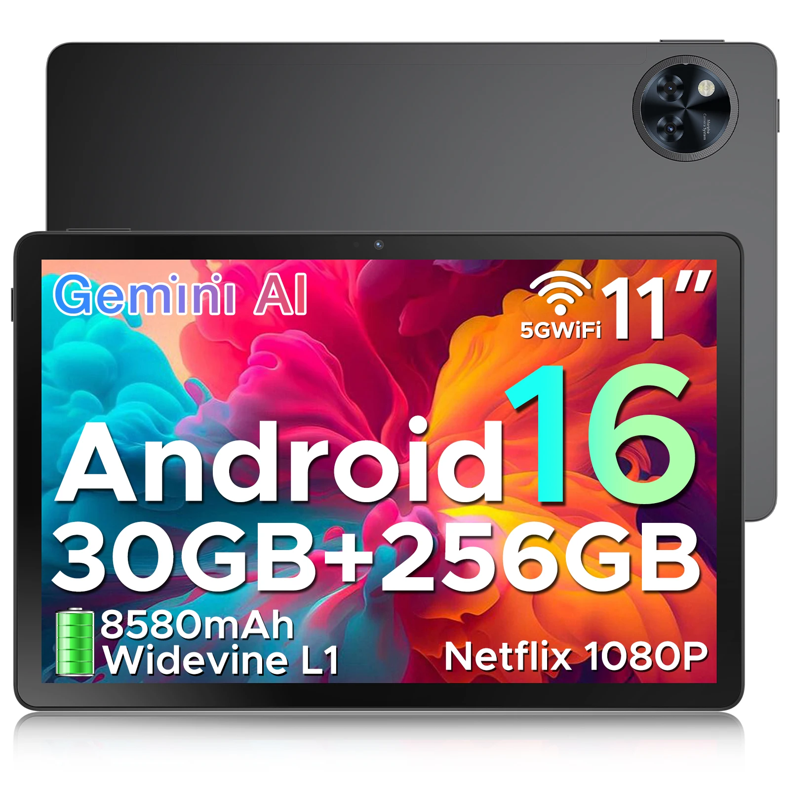 DOOGEE U11 Pro Android 16 Tablet 30GB(6+24) 256GB 11" HD 90Hz Scherm Unisoc T7200 octa-core 8580mAh Batterij 13+5MP Widevine L1