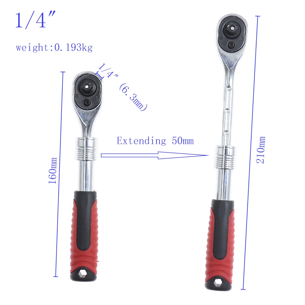 Imagem -05 - Telescópica Chave Ratchet Aço Chrome Extensão Socket Handle Automobile Repair Tool 8