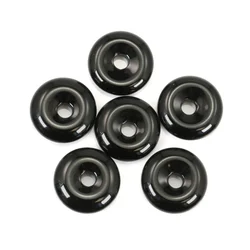 1PC Black Agate Onyx Donut Pendant Pi Disc 14mm/20mm/25mm For making necklaces and bracelets