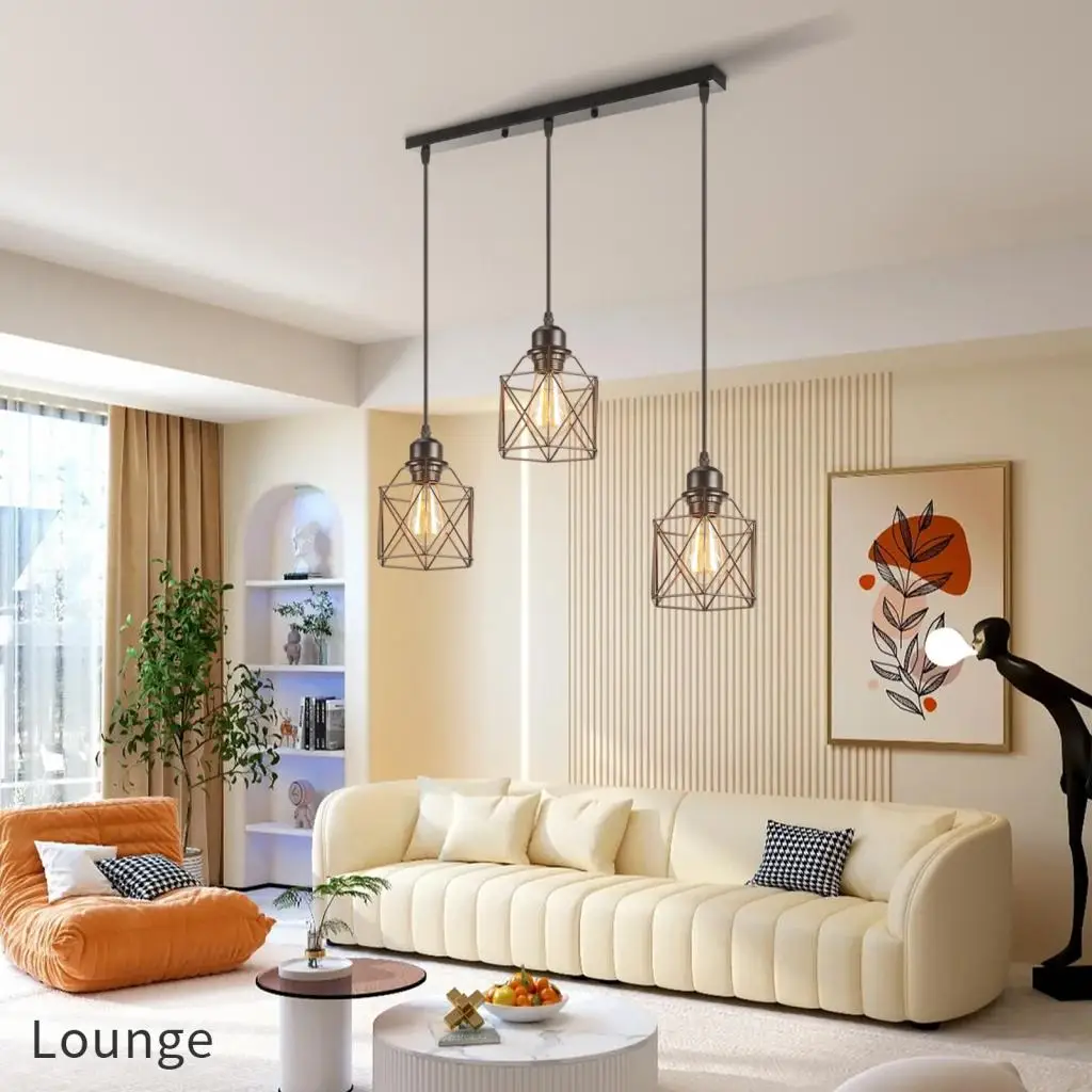 

Industrial Retro Loft Metal Pendant Light Vintage Hanging Lamp Shade for Home Living Room Kitchen Metal Cage Ceiling Lighting
