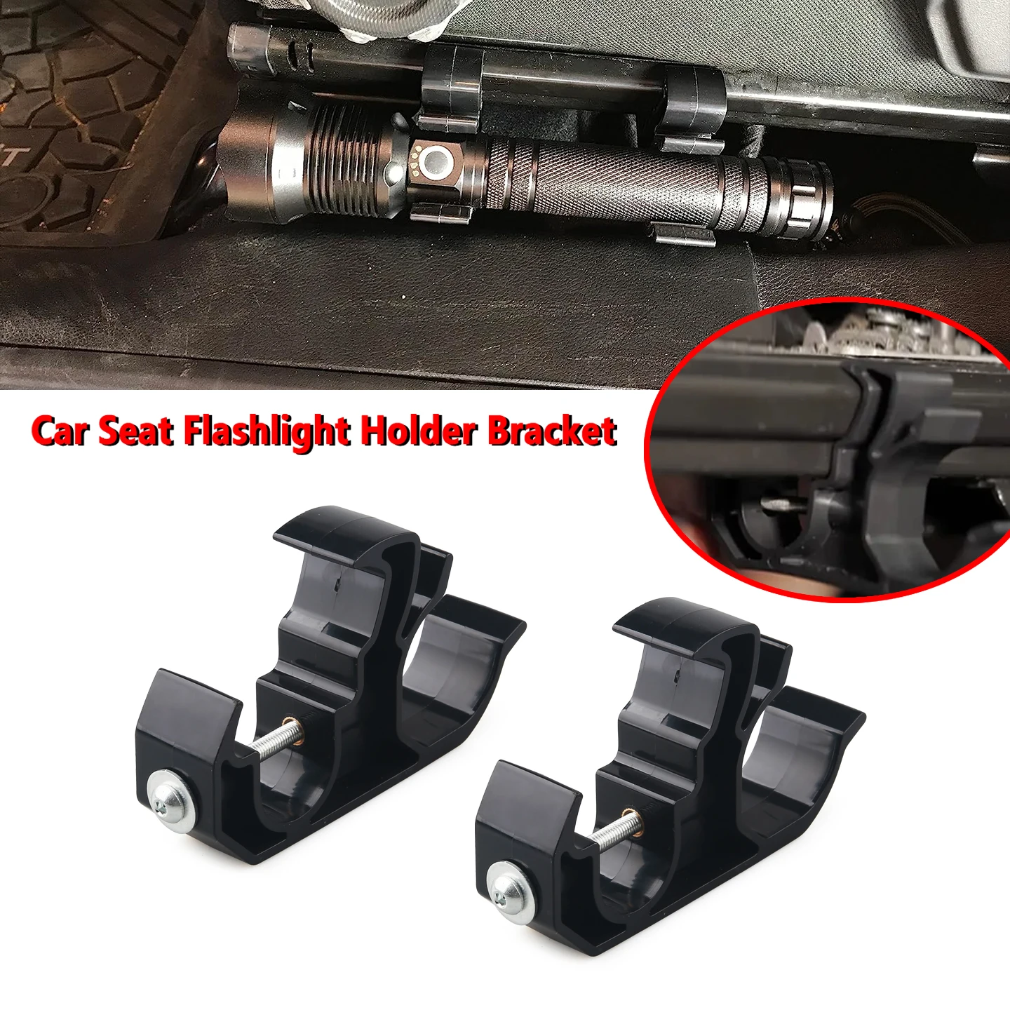 2pcs/set Car Seat Flashlight Holder Bracket Mount Stand for Jeep Wrangler JL Gladiator JT 2018-2023 Auto Interior Accessories