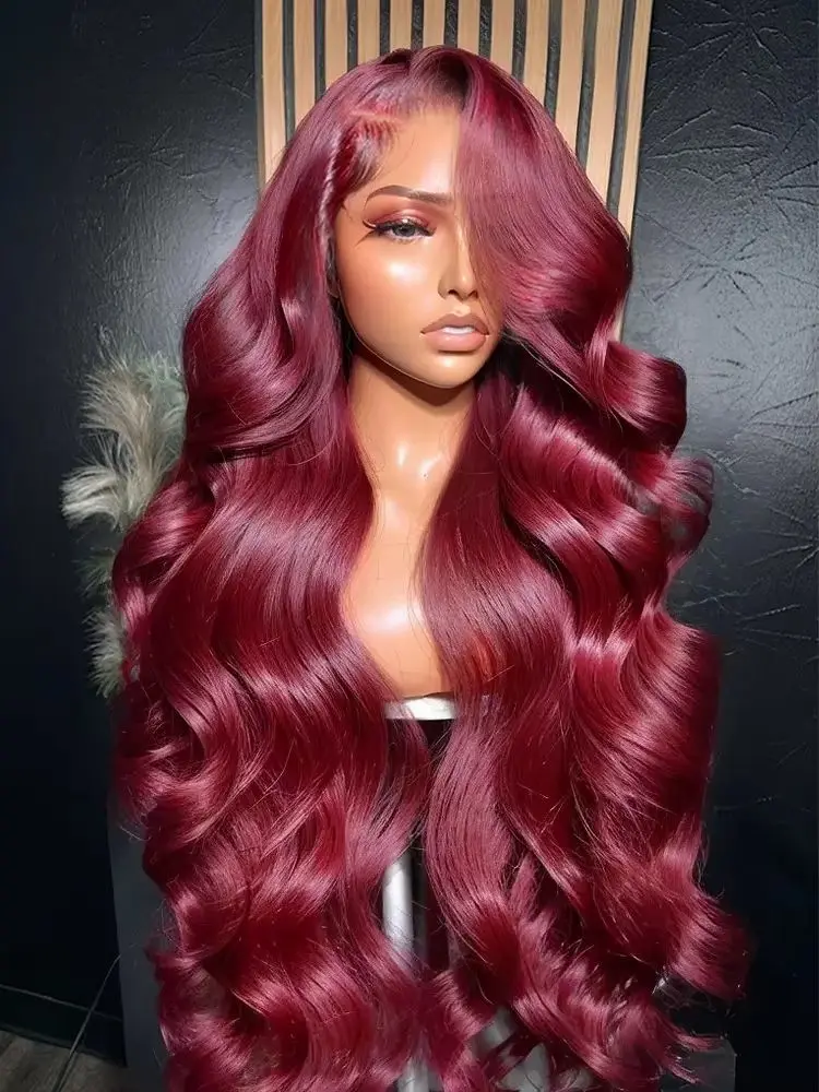 99j Burgundy Lace Front Wigs Human Hair Red Burgundy Wig 200% Density 13x4 Body Wave Lace Front Wigs