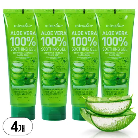 3+1촉촉한 100% 알로에베라 모이스처 진정 수딩젤 260ml 간편한 튜브타입