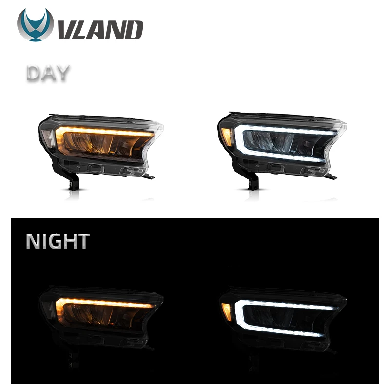 포드 레인저 헤드 라이트 용 VLAND 2015-UP DRL 데이 러닝 라이트 LED 안개 조명 자동차 액세서리 헤드 램프