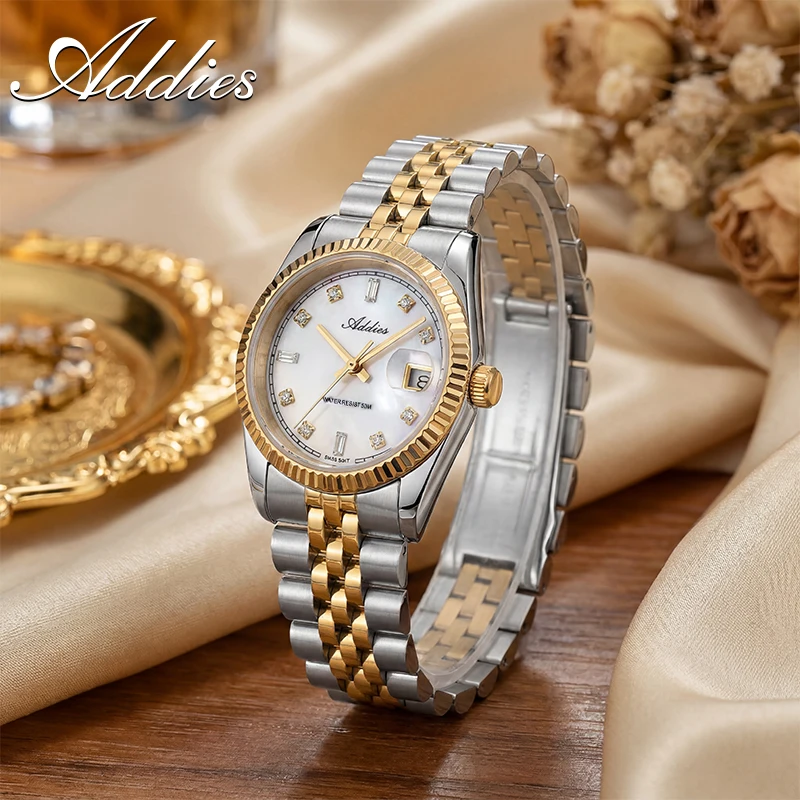 

ADDIES Sapphire Crystal Couple Watches Business 316L Stainless Steel 50m Waterproof Dress Couple Quartz Wristwatch Gift 2026 New