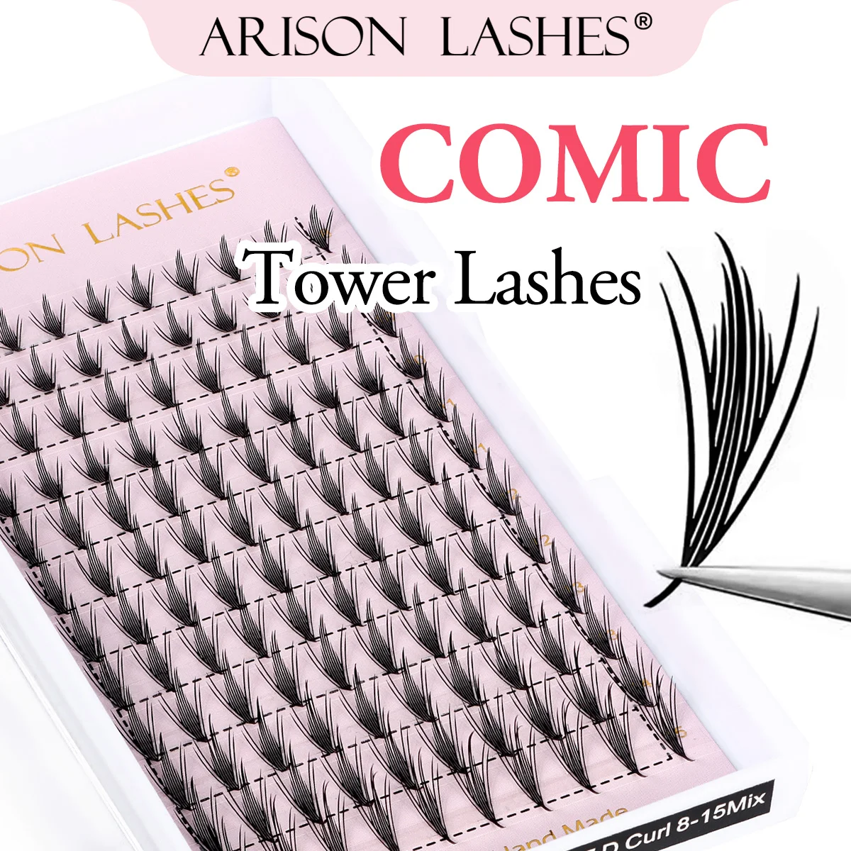ARISON Comic Tower Lashes Automatic Flowering Individual Volume False Lash Customized Spire Premade Fan Eyelashes Extensions