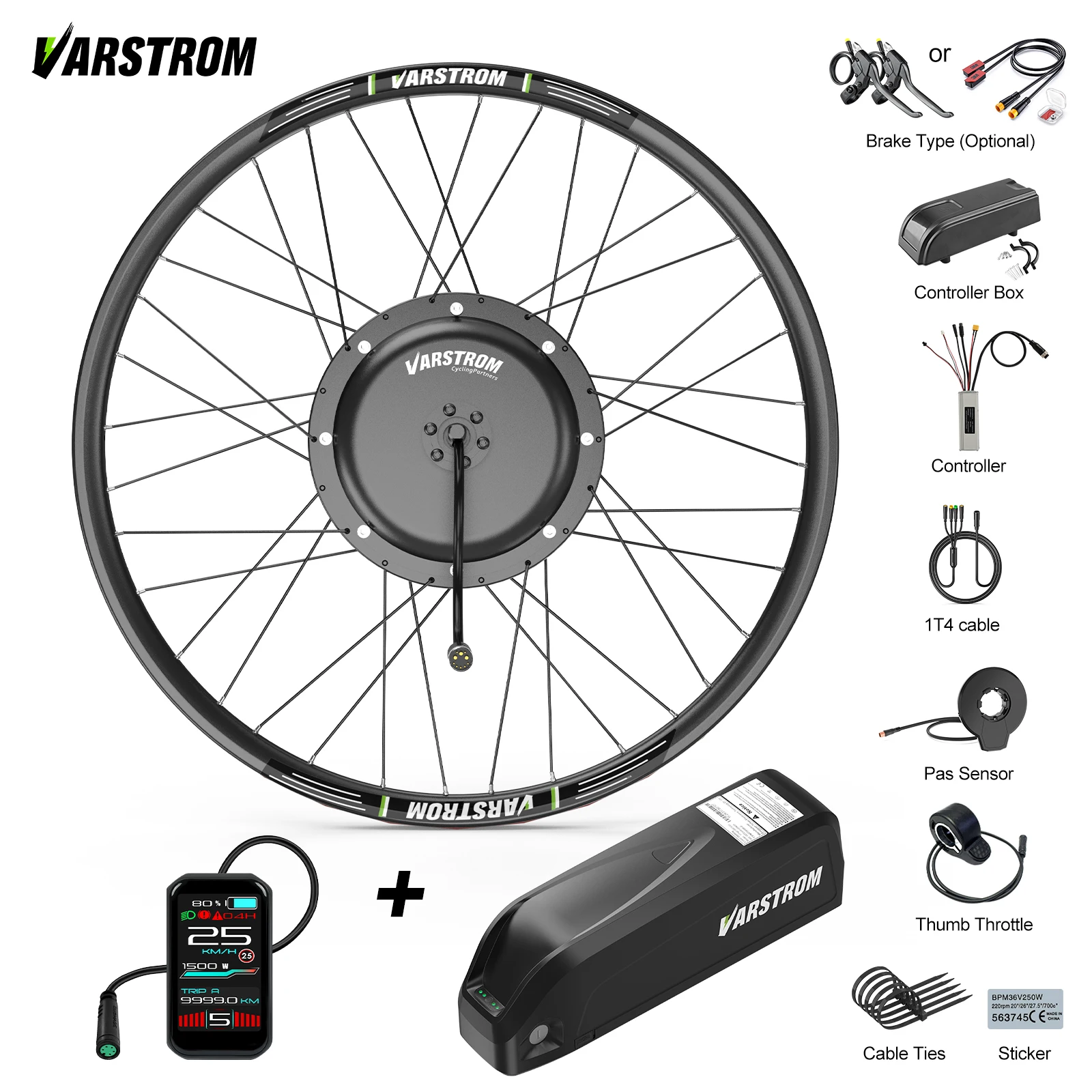 48V-1000W-1500W Elektrofahrrad-Umbausatz, 27,5 Zoll 29 Zoll Vorder-/Hinterbau |   Varstrom JYLT Motor-Nabe vorne & hinten, 26" 27.5" 28" 29" 700C, optionales Display DPC18 0-9 Gänge &
