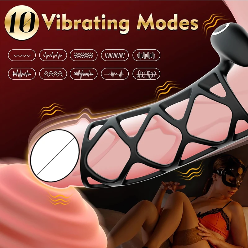 Vibrating Cock Ring Penis Dildo Vibrator Sleeve for Male Ejaculation Delay Sex Toys For Couples