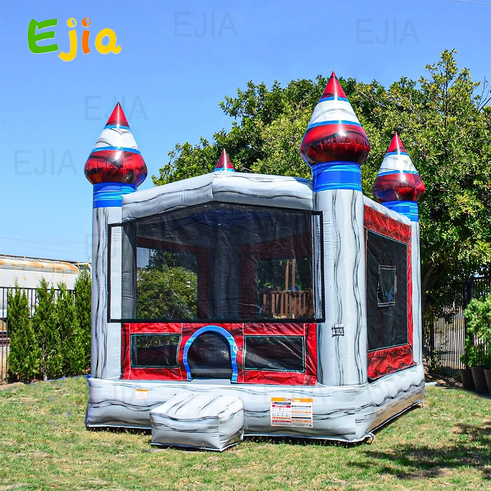 Titanium 13' X 13' Bounce House With Basketball Goal – Durable Silver PVC Inflatable Bounce House With Changeable Banner for Kid