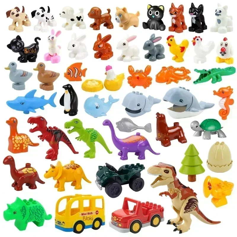 Grands blocs de construction dinosaures du monde jurassique, figurines Rex, animaux marins, grandes briques compatibles, jouets éducatifs pour enfants