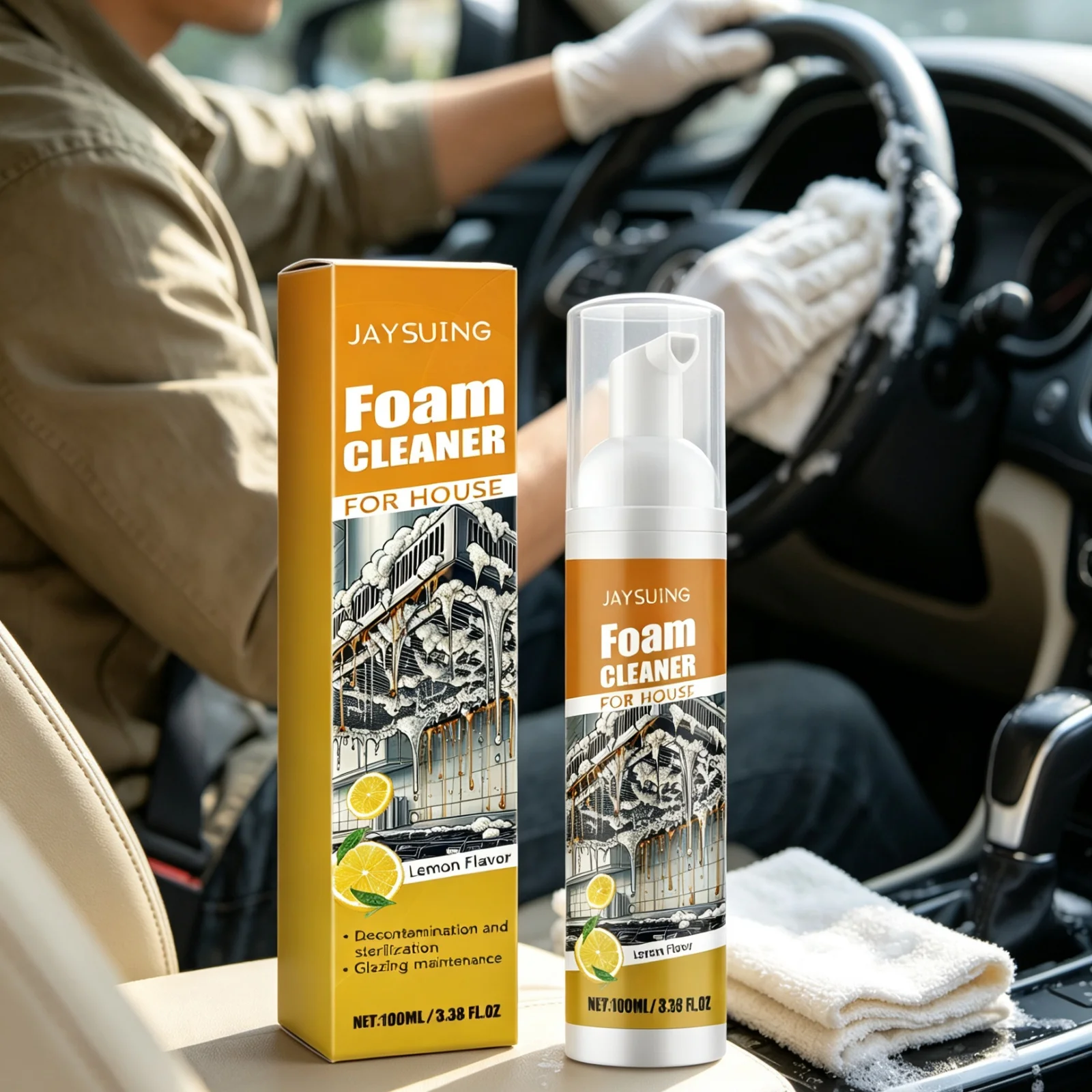 JAYSUING Home Foam Cleaner Deep Cleansing Remove Dirt Stains Residue Free Neutralize Unpleasant Odors Multi Surface Foam Cleaner