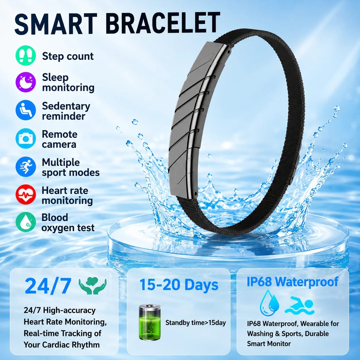 

2026 LIGE New Smart Watch 24H Heart Rate Monitoring Lightweight Band IP68 Watetproof Smart Bracelet Sports smart watch for women