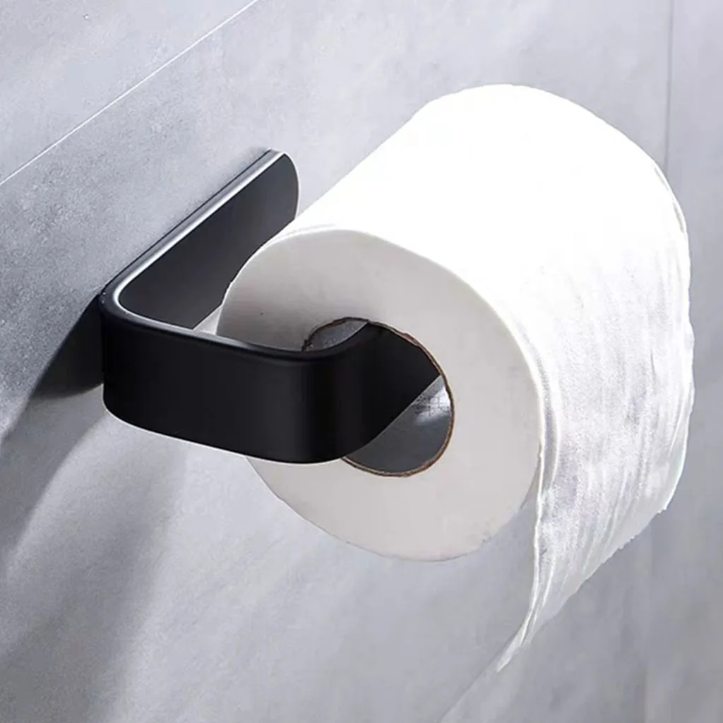 Bathroom Stainless Steel Black Toilet Single Roll Paper Holder  with Screws Wall Mounted Tissue Dispenser Home Accessories view 3