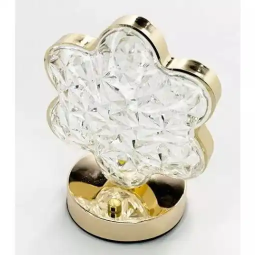 Luminária de Mesa Led Flor Estrela Romântica Luxuosa Cristal Acrílico 3 Tons de Led
