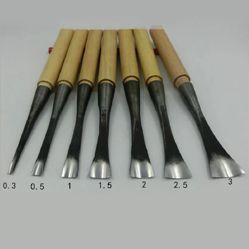 Woodworking Carving Knife Middle Circle Hand Wood Carving Chisel Hole Spoon Knife 0.3-5cm