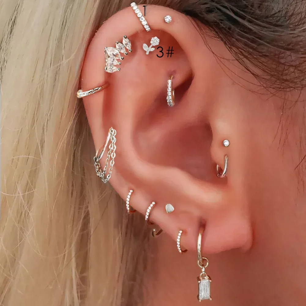 1szt Daith Helix Kolczyki do przekłuwania uszu dla kobiet Tragus Orbital Wiszący segment Clicker Pierścień przegrody z łańcuszkiem Biżuteria chrząstki — zdjęcie 2