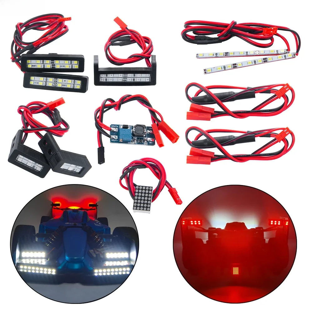 MIBIDAO Przednie i tylne światła LED Reflektor Reflektor tylny Pasek lampy Do 1/7 Limitless F1 RC Crawler Części do modernizacji samochodu — zdjęcie 2