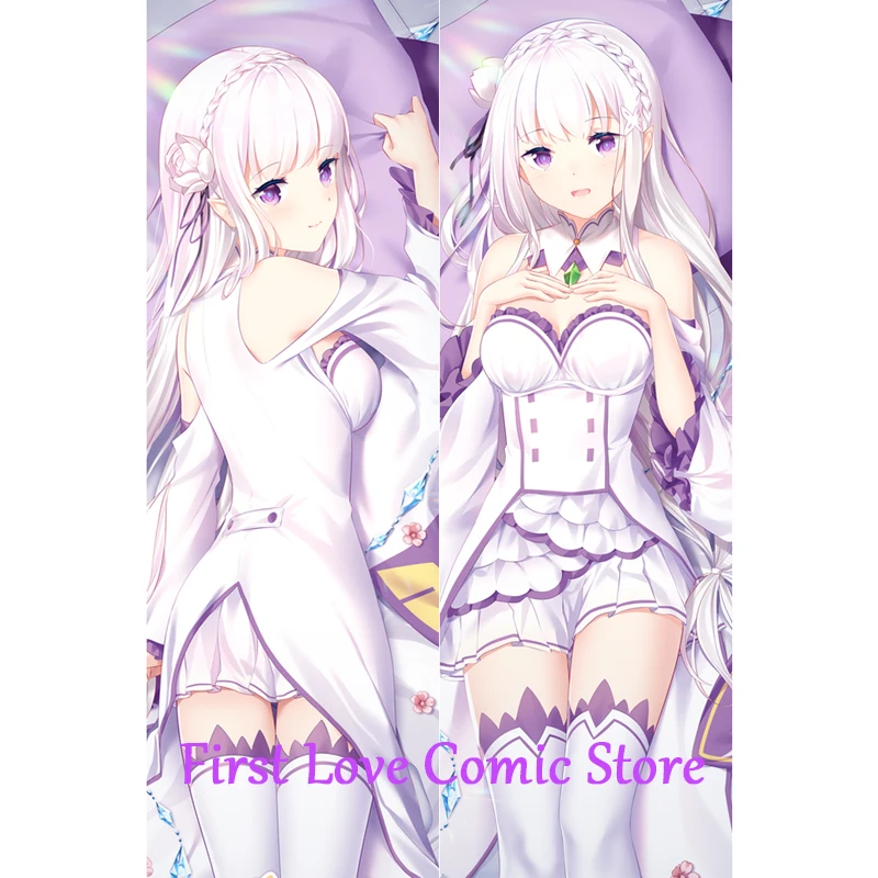 Dakimakura Anime Emilia Beautiful Girl Double Sided Print Life-size Body Pillow Cover Decoration