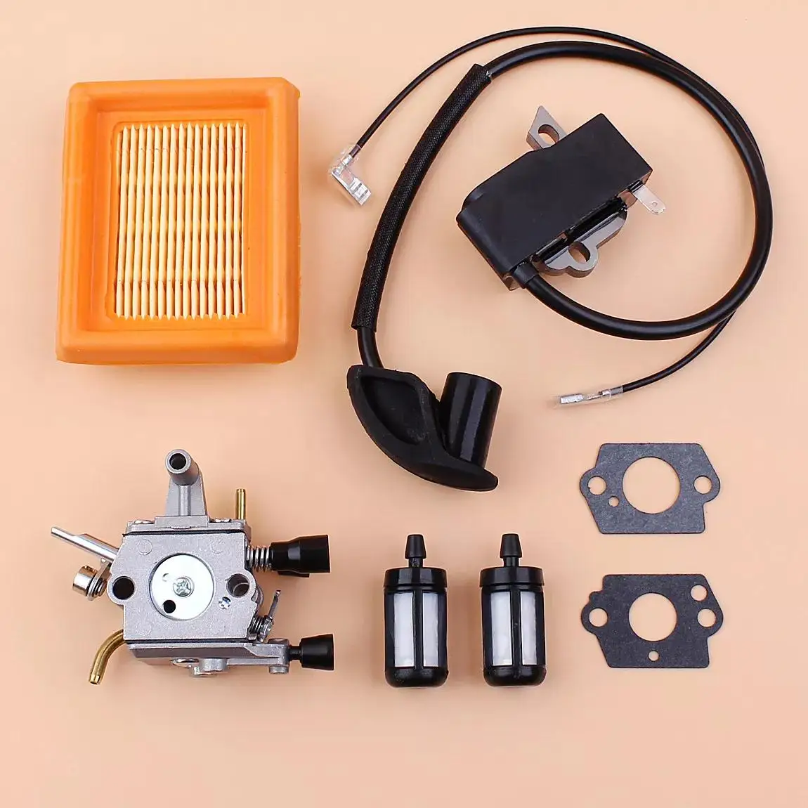 Kit de filtro de combustível de ar da bobina do carburador para Stihl FS120 FS200 FS250 FS300 FS350 R Trimmer Roçadora Weedeater 4134 120 0603