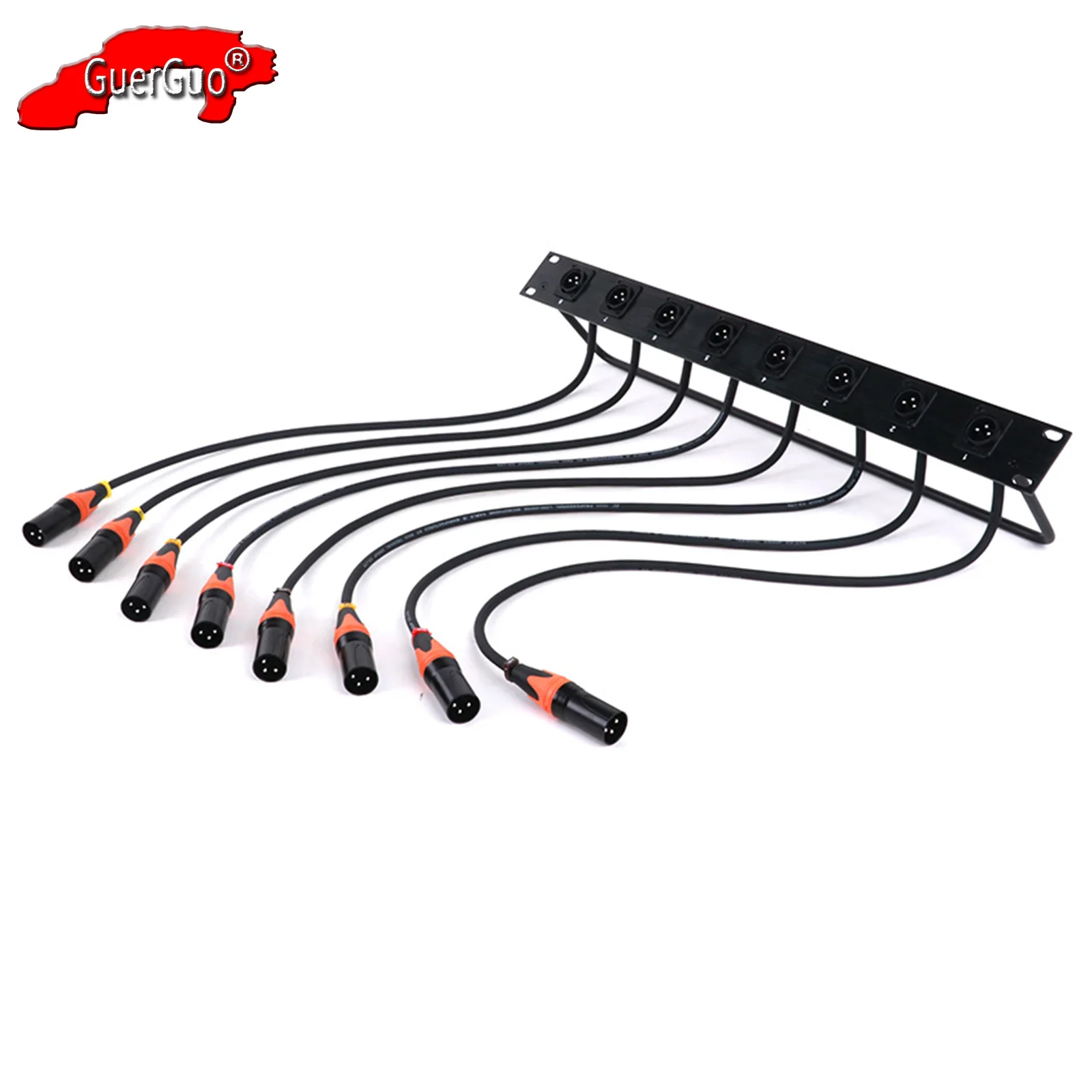 

8-Hole 3Pin XLR Male Panel Mount MIC Socket to 3Pin Male XLR Audio Cable,Customized 8-Way 1U Cabinet XLR Audio Jumper Rack