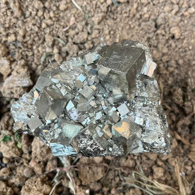 

Natural Pyrite Cube Cluster Geode Decorative Crystal Specimen for Healing Wealth Energy Home Décor and Meditation Stone