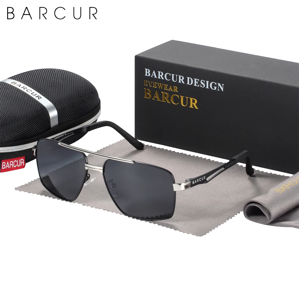 BARCUR Brand Pilot Style Metal Frame Sunglasses Men HD Polarized Women Shades Driving Photochromic Sun Glasses Mirror UV400