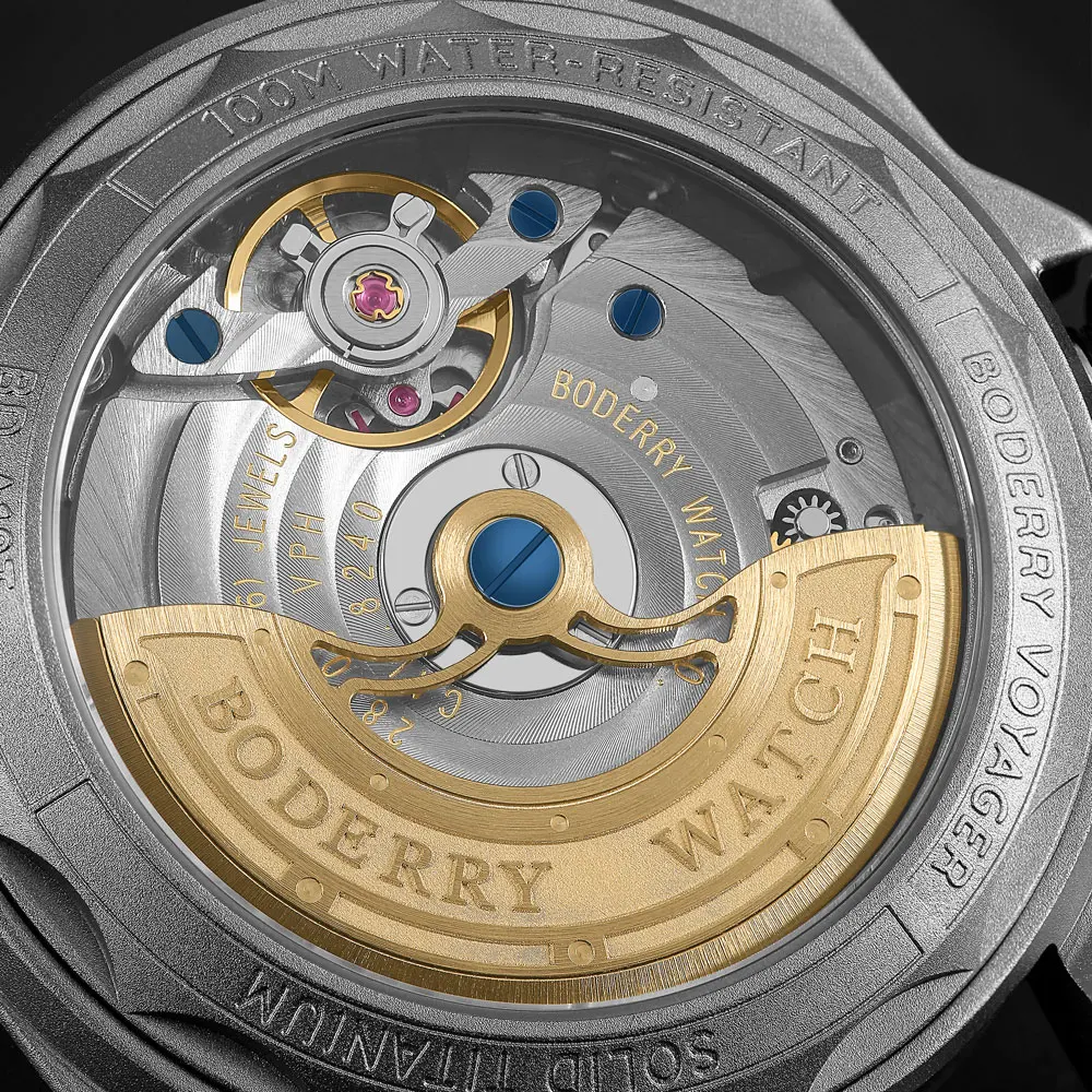 BODERRY ساعات ميدانية للرجال تيتانيوم أوتوماتيكية من أفضل العلامات التجارية ساعة يد 100 متر مقاومة للماء ساعة عسكرية للرجال #5