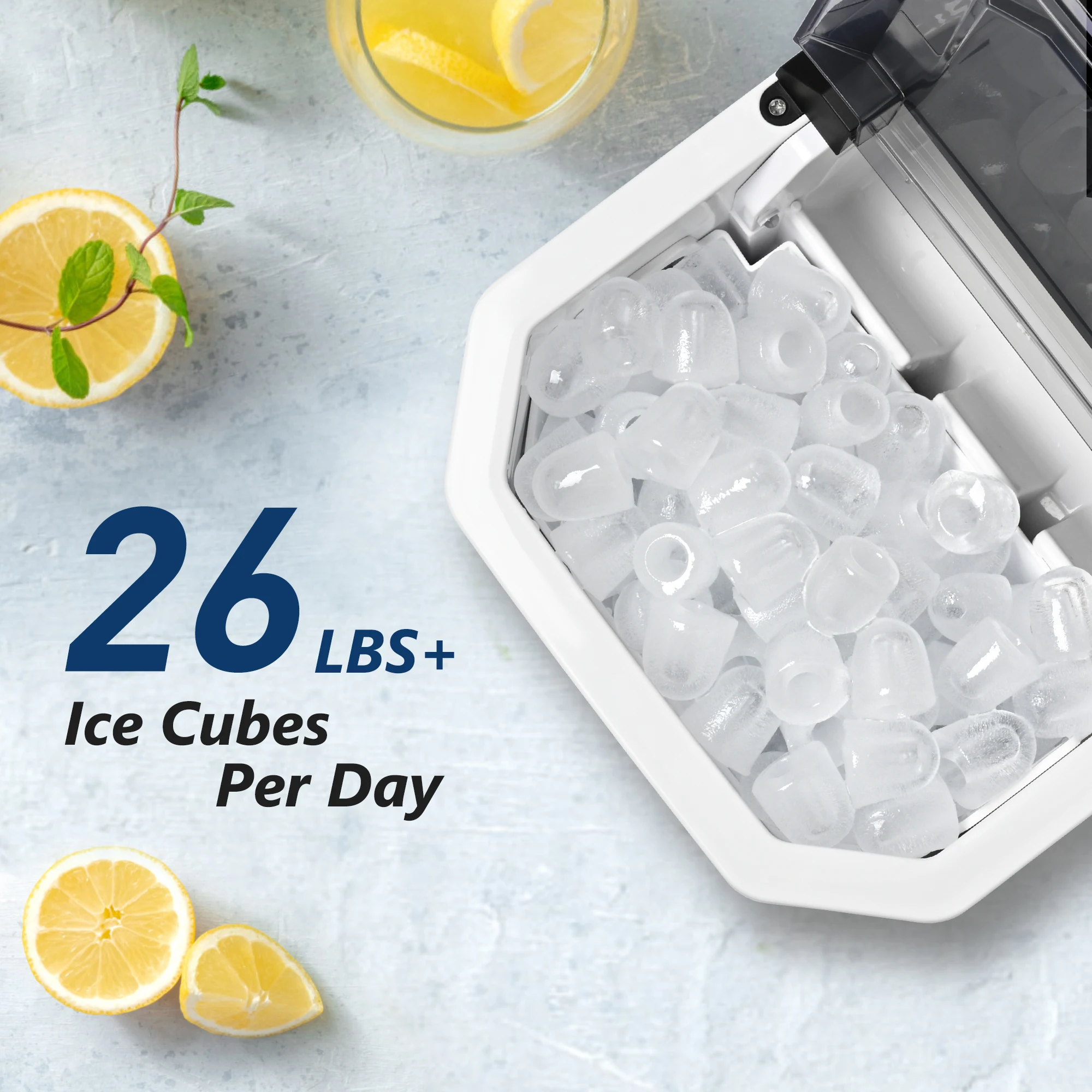 ICTGLEE Portable Ice Maker Machine 26lbs/Day 9 Cubes Ice in 6 Mins for Home Office RV Party With Self Cleaning Ice Scoop&Basket