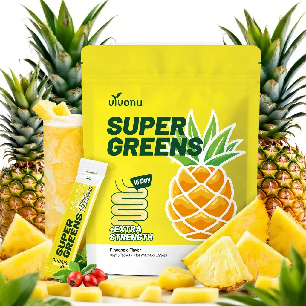 VIVONU 1 Paquete/ Cuadruple Paquete de Polvo de Piña - Sabor Puro de Piña, Sabroso y Saludable, Limpia el Tracto Intestinal y Ayuda a Mantener un Sistema Digestivo Saludable, Vale la Pena Tener para la Salud Familiar.