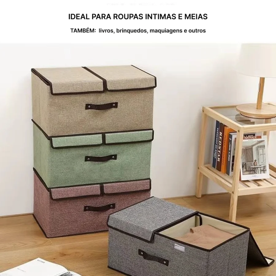 Reinforced Fabric Folding Organizer Box With Dividing