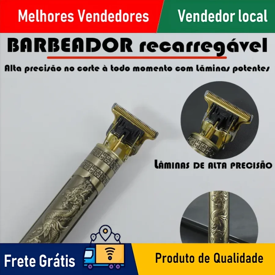 SKYTUR - Maquina De Barbear Profissional Recarregável parador de Cabelo Famoso Desenho Dragão-ENVIO IMEDIATO PARA TODO O BRASIL