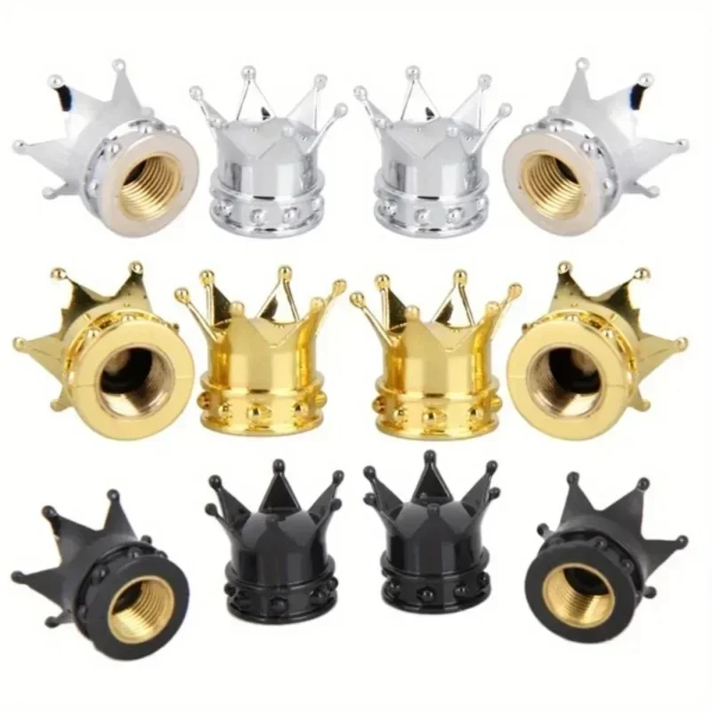 AliExpress 4PCS Car Tire Modification Jewelry Crown Air Nozzle Cover Plastic Electroplated Copper Core Crown Valve Cap Bicycle Accessories
