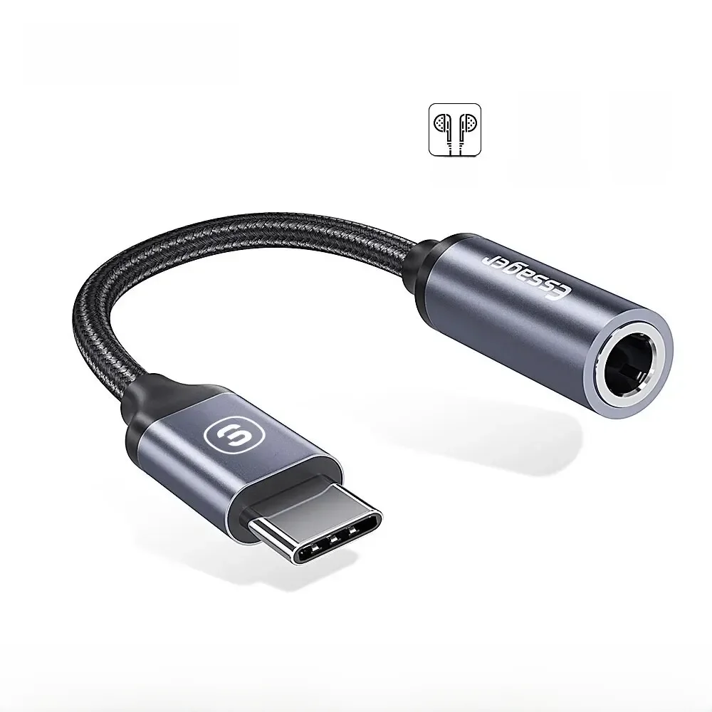 Essager-USB Tipo C para 3.5mm Jack fone de ouvido, cabo de áudio AUX, fones de ouvido, Huawei P30,