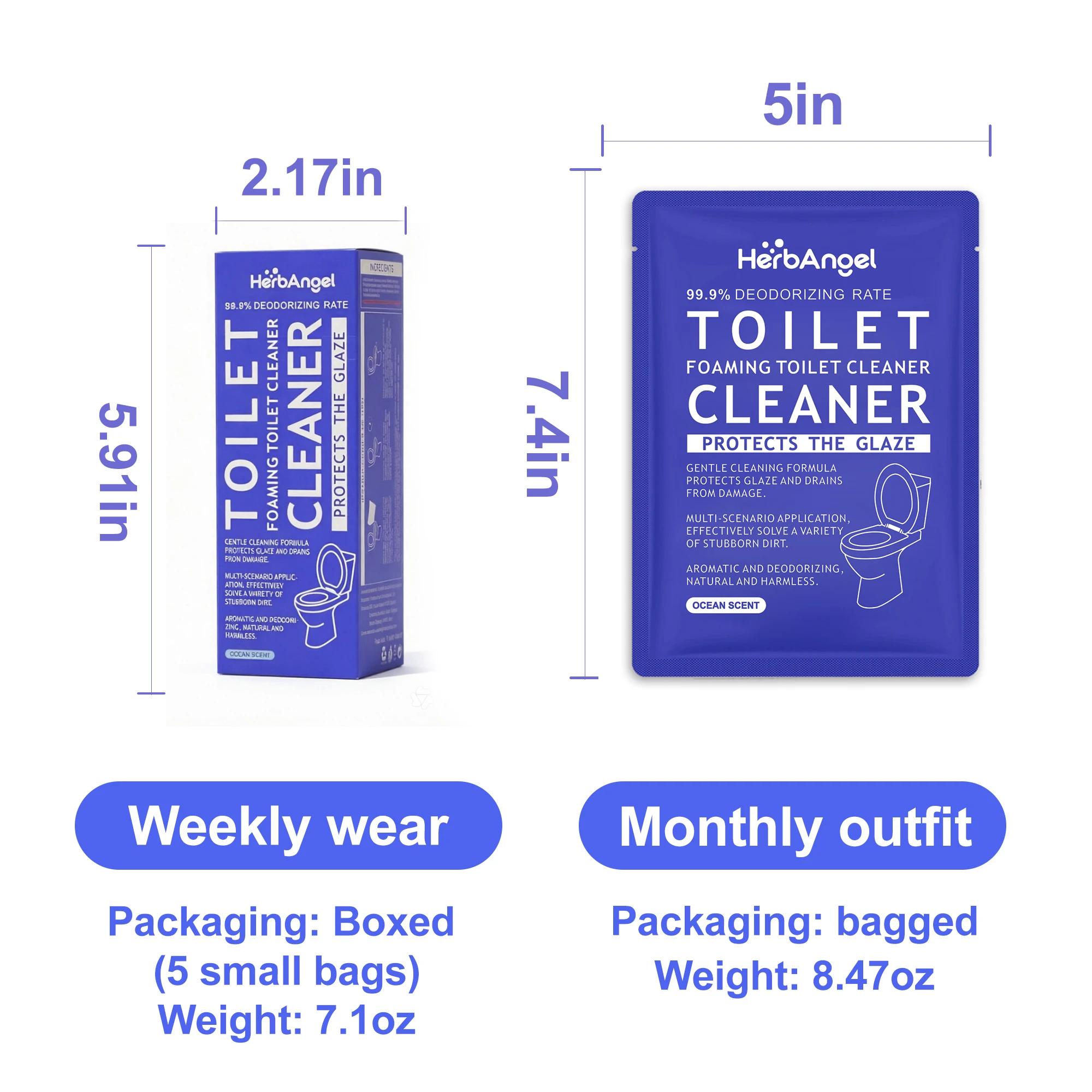 Toilet Bowl Cleaning Powder Ocean Scent 240g Bagged 200g Sachets Combo Remove Limescale Septic Safe Daily Toilet Maintenance