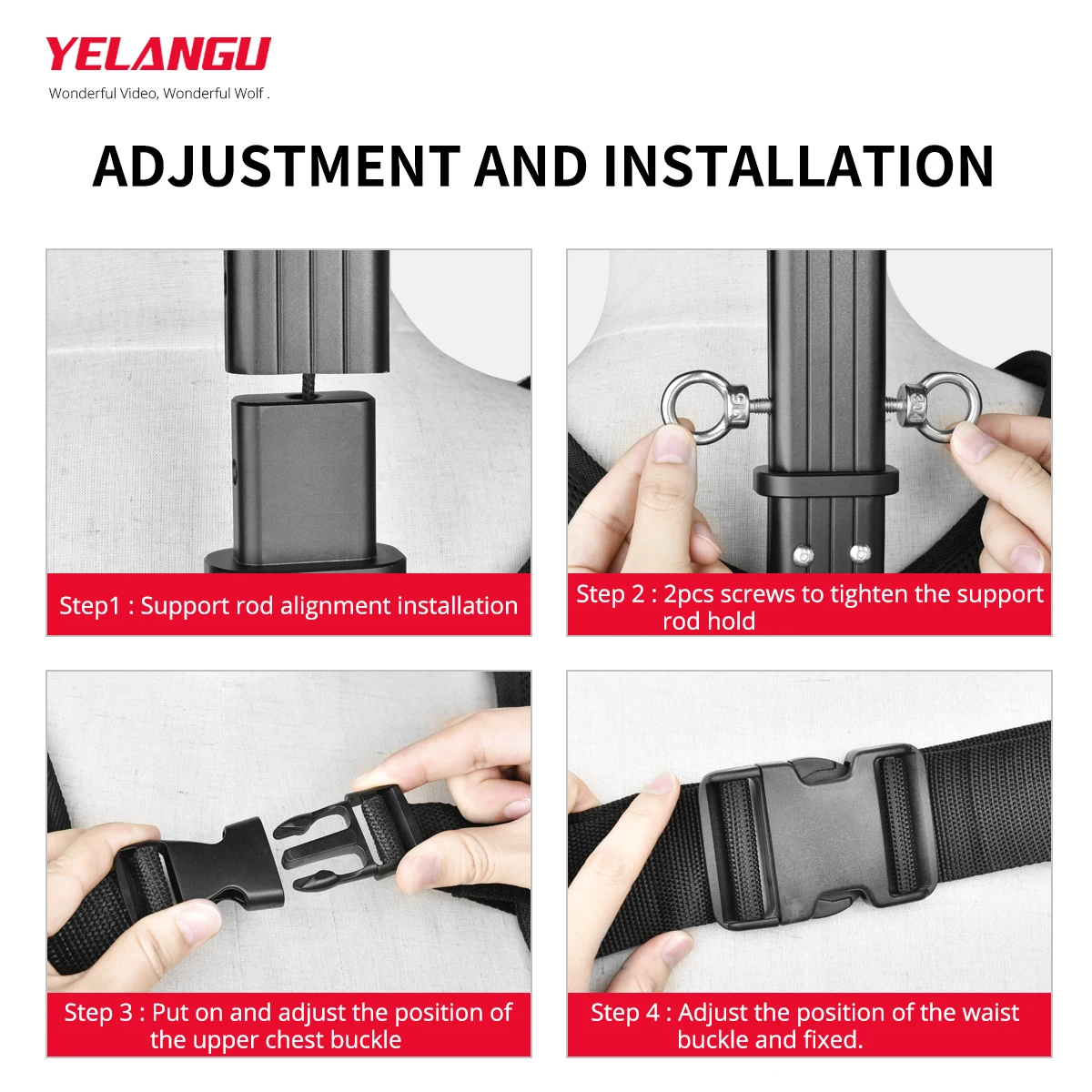 YELANGU Max Loading weight 18kg Easy Bear Rig B1 Steadycam + Secerene a set for 3 Axis Gimbal Handheld Stabilizer