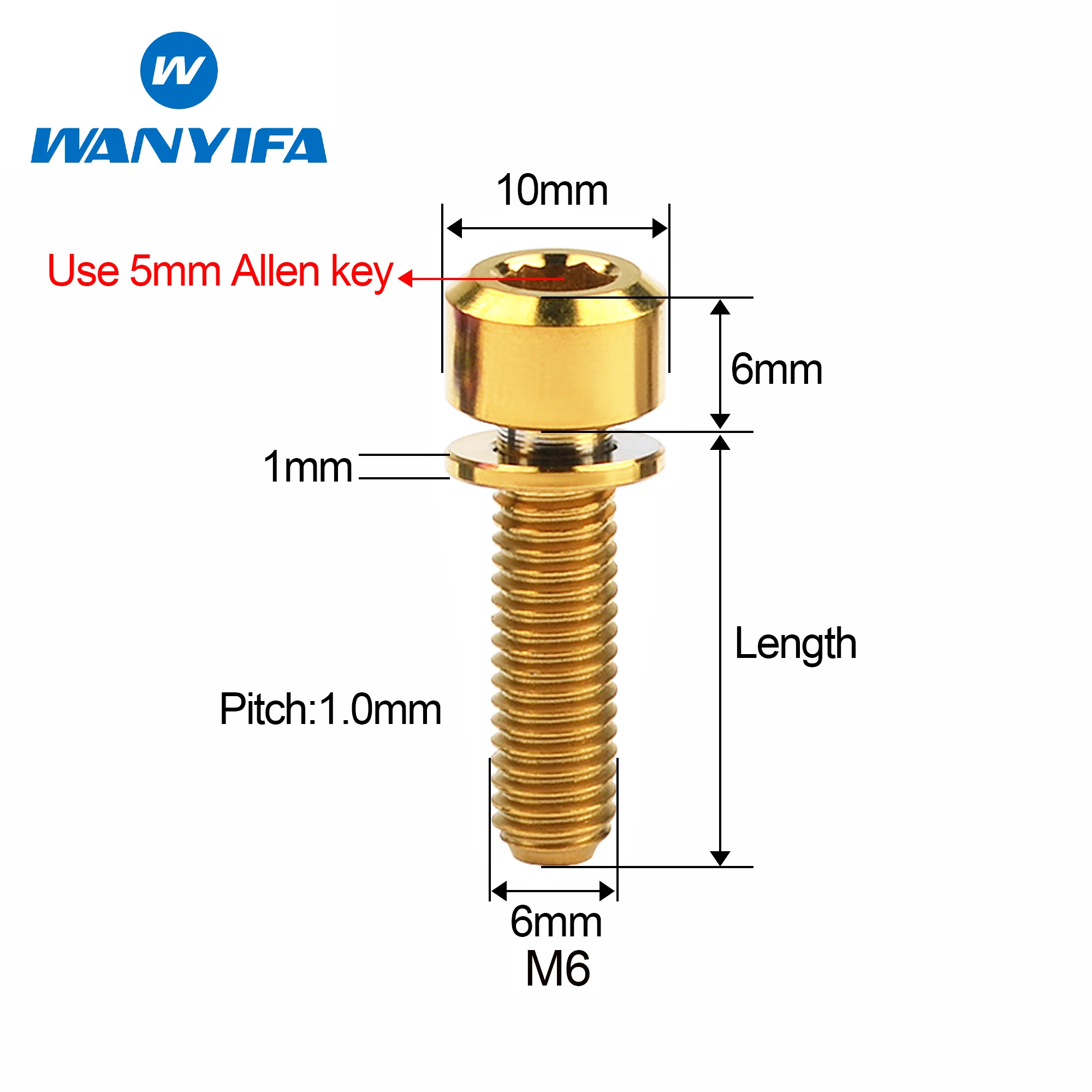 Wanyifa Titanium Bolt M6x16 18 20 25 35mm Socket Head Screw with Washer for Bicycle Disc Brake Adapter Mount Bicycle Screws