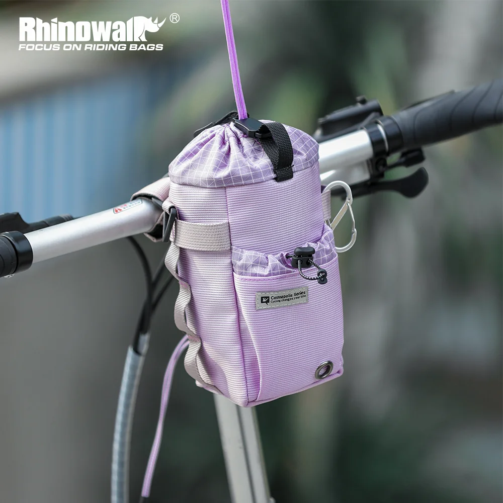 Rhinowalk Bike Water Bottle Bag Bicycle Handlebar Bottle Holder Cycling Front Storage Pouch Insulated Drawstring Carrier