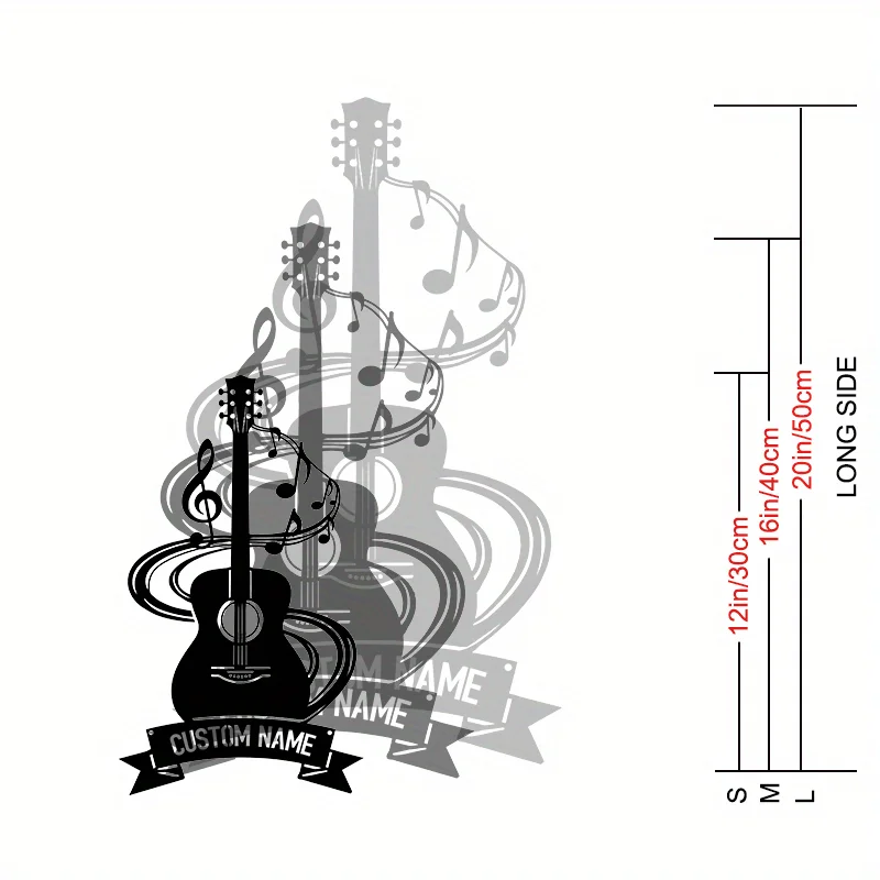 Custom Guitar Metal Wall Art Logo with Name, Suitable for Indoor/Outdoor/Music Studio Decoration, Gift for Easter/Party/Birthday
