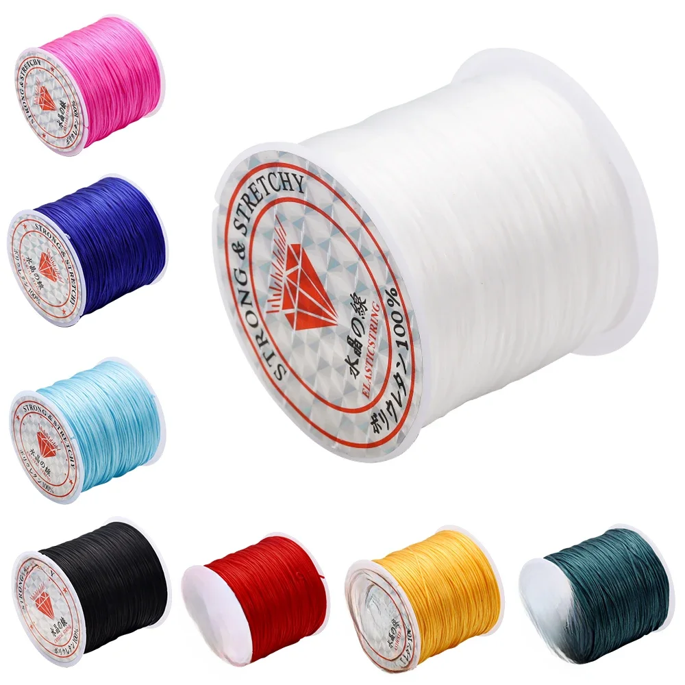 Fil élastique rond en cristal, 10 mètres, 0.7mm, cordon extensible en caoutchouc et Nylon pour la fabrication de bijoux, Bracelet de perles
