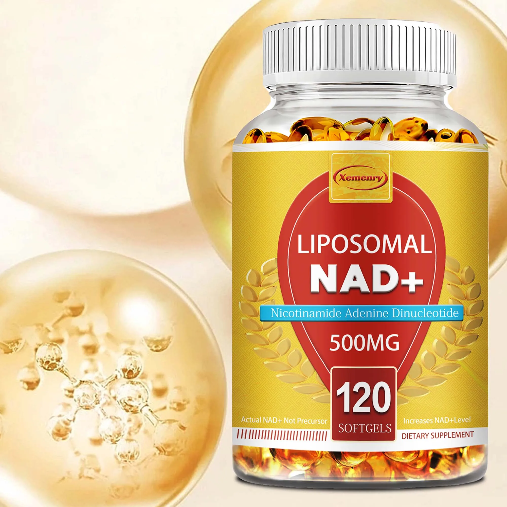 Liposomal NAD+ Capsules - Anti-aging, Replenish Energy, Enhance Focus, Support Cellular Health - 120 Capsules