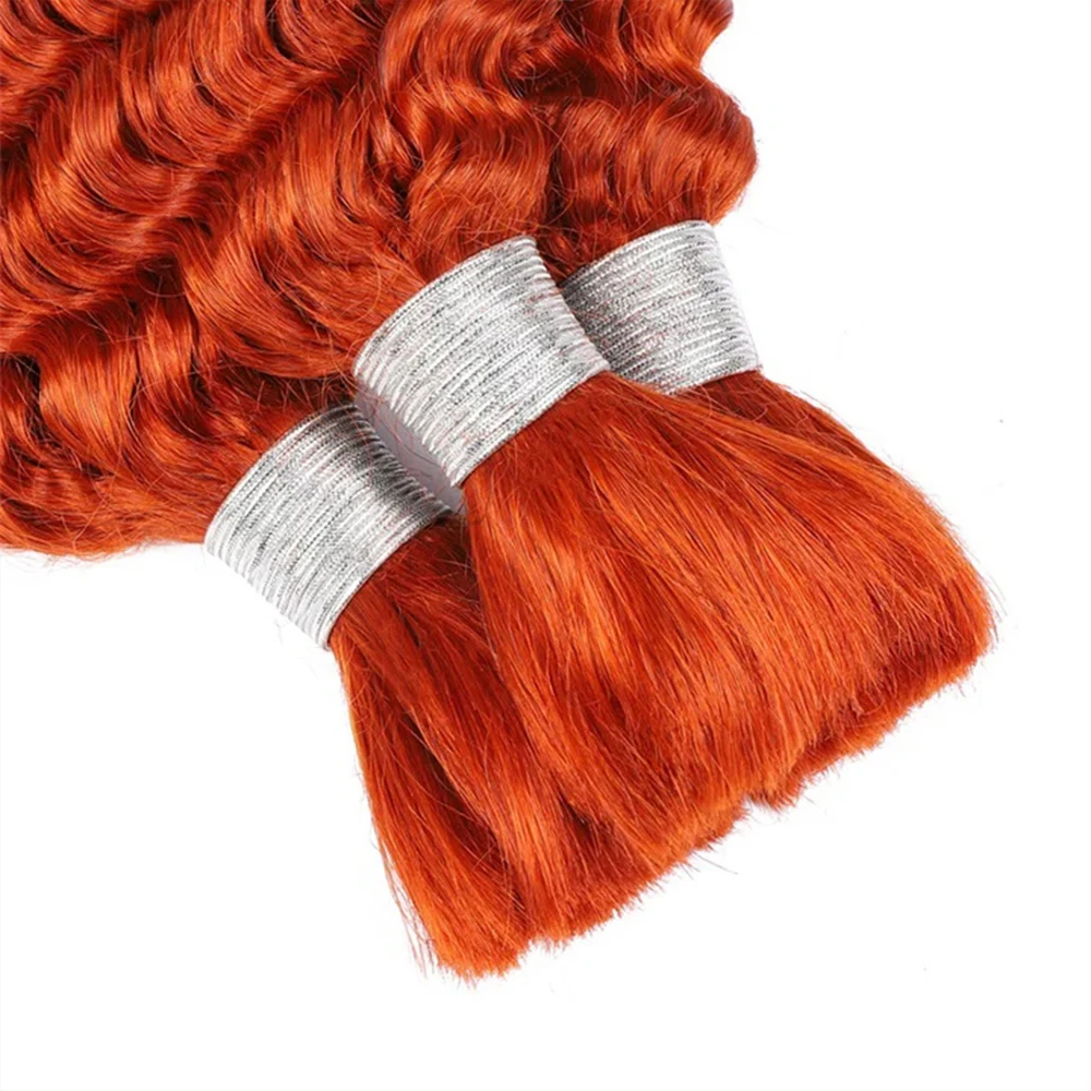 Ingwer Boho Zöpfe menschliches Haar Deep Wave Bulk Flechten Haar 100% menschliches Haar kein Schuss brasilia nischen Remy Zöpfe Haar verlängerungen