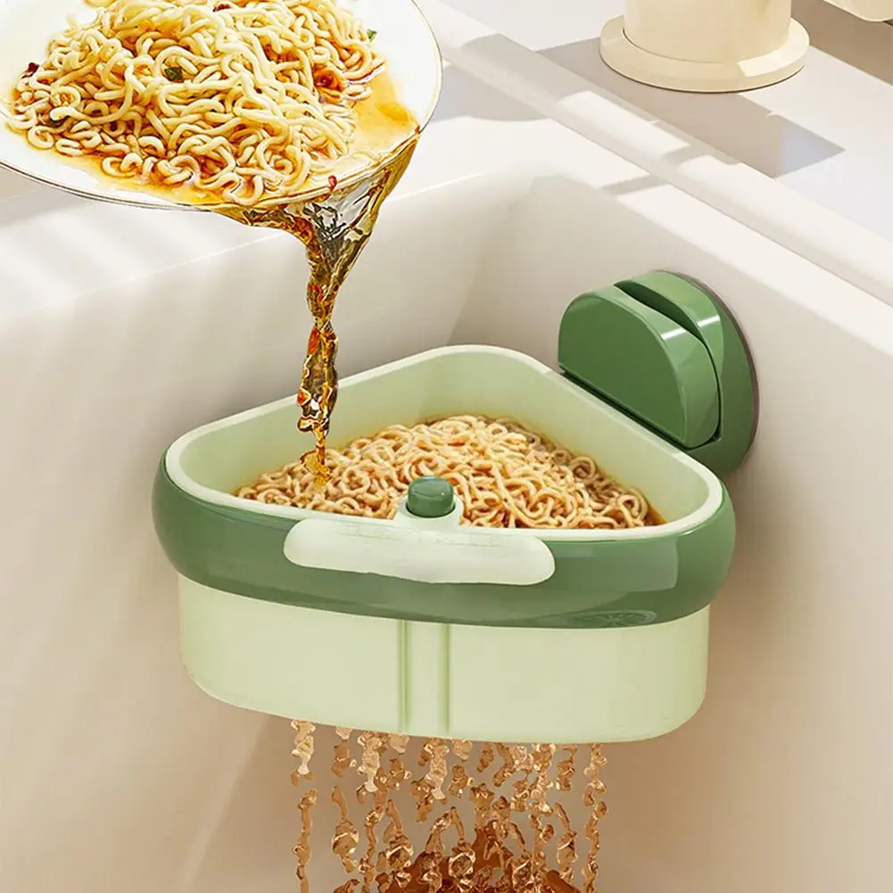 2026 Years Kitchen Corner Sink Filter Drain Basket with Suction Cup Food Catcher Strainer Basket with Press-Type Bottom Release